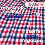 Camisa Huaso Cuadrillé Cuadro Manga Larga 100% Algodón Azul Rojo Casual