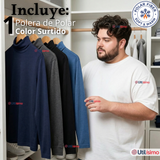 Camiseta Polera Polar Primera Capa Cuello Beatle Manga Larga Colores Surtidos Hombre