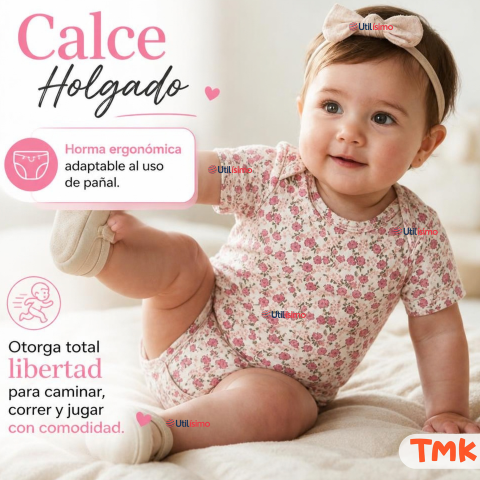 Pack 5 Bodys Manga Corta %100 Algodón Tedmimak Niña Bunny Blossom