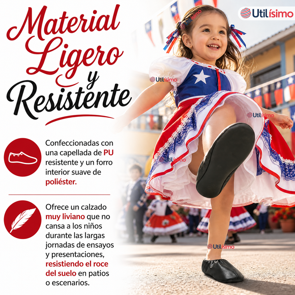 Zapatillas Chicle Negras Niña Bailes Danza Fiestas Patrias Talla 24-29