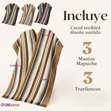 Pack 3 Poncho Manta Mapuche Juvenil Fiestas Patrias