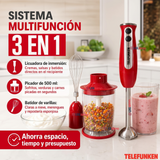 Batidora de inmersión Telefunken Smartmix 2500 roja acero inoxidable 800W