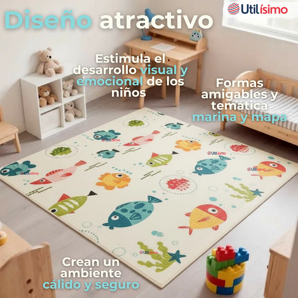Alfombra Antigolpe Tapete Plegable Reversible para Bebés 200cm