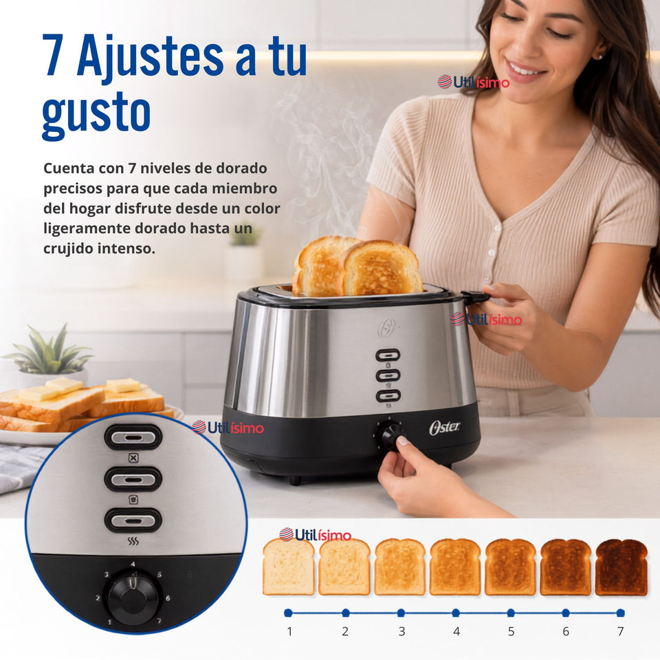 Tostador Oster® 2 rebanadas en acero inoxidable TSSTTR500 800W
