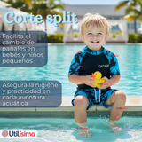 Traje de Baño Pantalón Corto Manga Corta 2 Piezas Corte Split Niño 4 a 6 años Black
