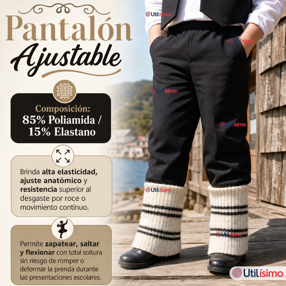 Traje Típico Chilote Completo 5 Piezas Niño Fiestas Patrias