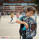 Mochila Escolar Bolso Con Estuche 43Cm Tela Oxford Niño Design Geometric