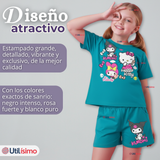 Conjunto Sanrio 100% Algodón Polera Pantalón Corto Niña Kuromi Hello Kitty My Melody