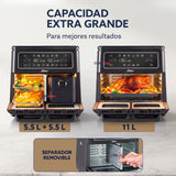 Freidora de aire Oster®, Dual Flex, 11 L de capacidad, negro, CKSTAF11MCDDF