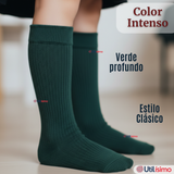 Pack 6 Calcetínes Escolares Largo Acrílico Verde Niñas Juvenil