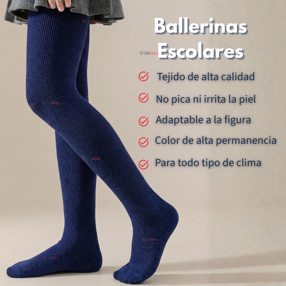 Pack 3 Panty Ballerinas Elasticadas Escolares Niña Algodón Azul