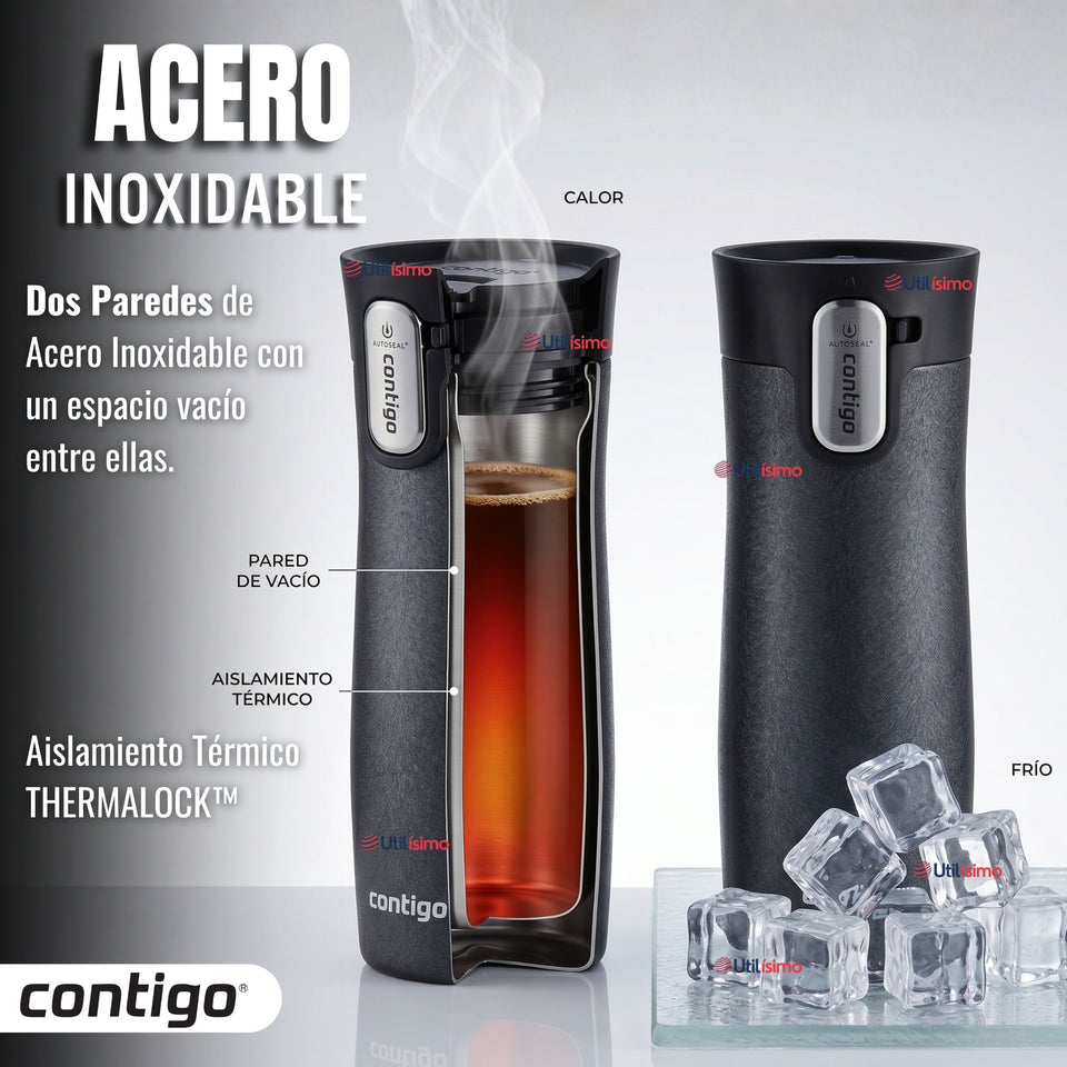 Vaso Mug Contigo West Loop Salt Térmico Gris Cristalino 473 Ml Acero Inoxidable