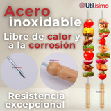 Pack 12 Pinchos De 30cm Para Anticuchos Brochetas Asados Mango De Madera