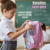Mochila Escolar Con Estuche 33cm Poliéster Impermeable Conejita Niña