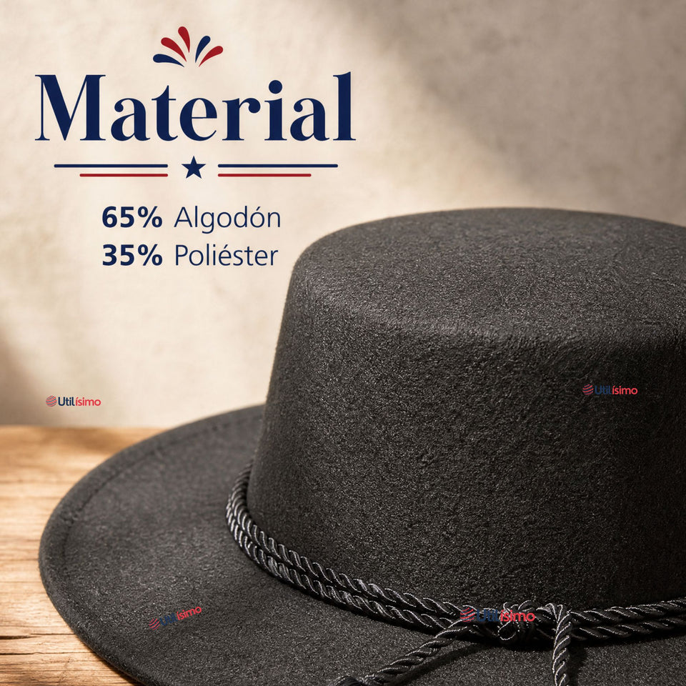 Sombrero Huaso Negro Tradicional Para Fiestas Patrias