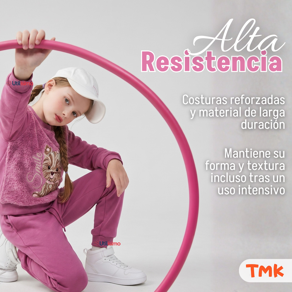 Conjunto Buzo Polera 2 Piezas Niña 100% Algodón Tedmimak Fluffy Rose