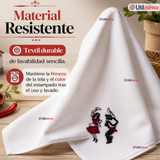 Pack 6 Pañuelos Baile Cueca 36cm Bordado Pareja Bailando Algodón Fiestas Patrias