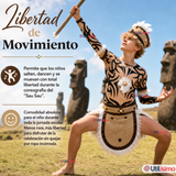 Traje Pascuense Completo 5 Piezas Polera Tatuajes Juvenil Rapa Nui Fiestas Patrias