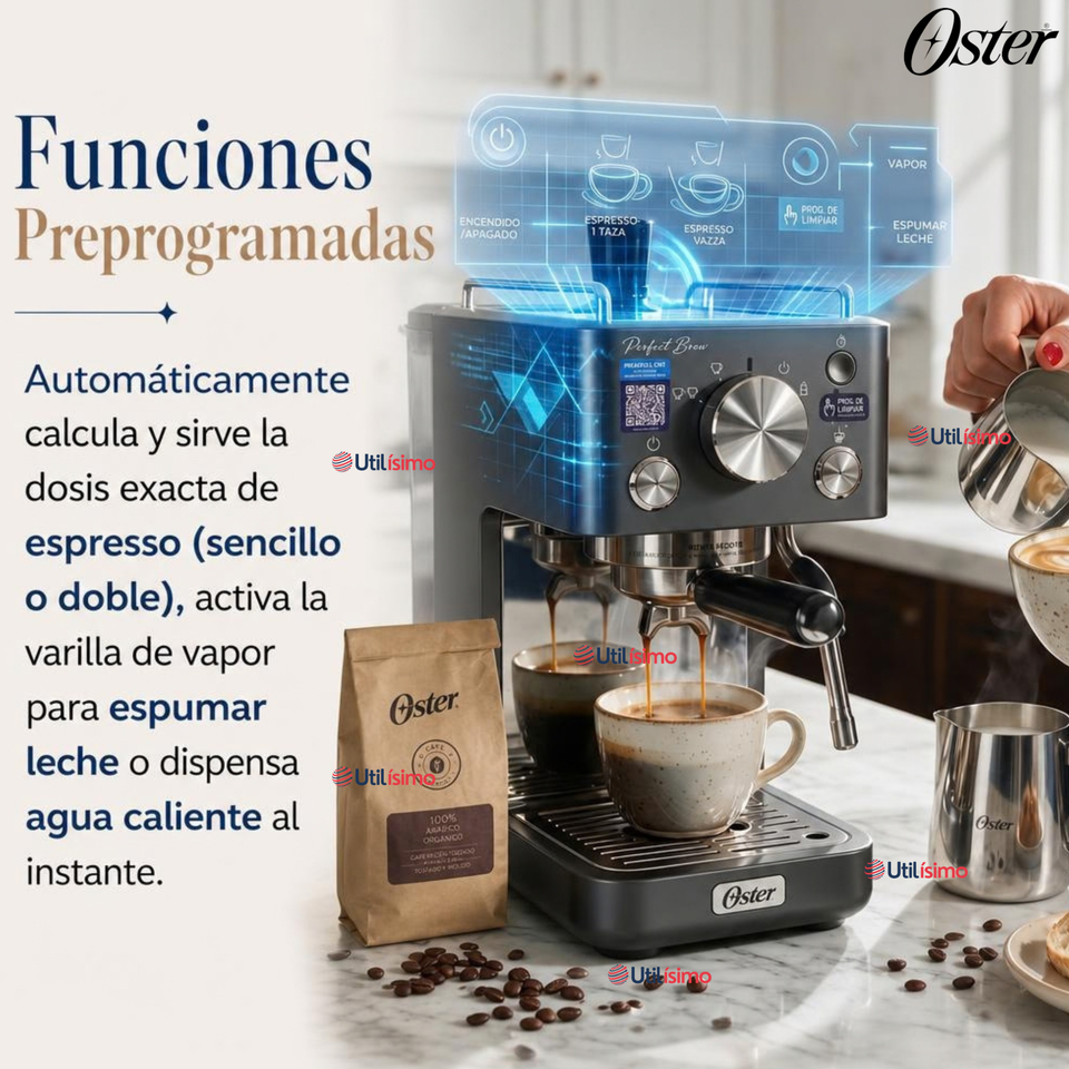 Cafetera Espresso Oster® Perfect Brew Compacta 15 Bares BVSTEM7201-052