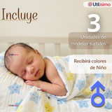 Pack 3 Mantas Muselina 70x 70 CM Bebé Niño Multiuso 100% Algodón Colores Surtidos