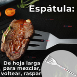 Kit Parrillero 3 Piezas Pinza Espátula Tenedor Para Asados Acero Inoxidable
