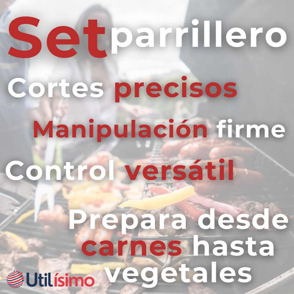 Set Cuchillo + Tenedor Para Parrillas Y Asados Acero Inoxidable
