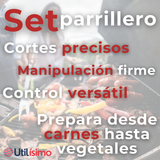 Set Cuchillo + Tenedor Para Parrillas Y Asados Acero Inoxidable