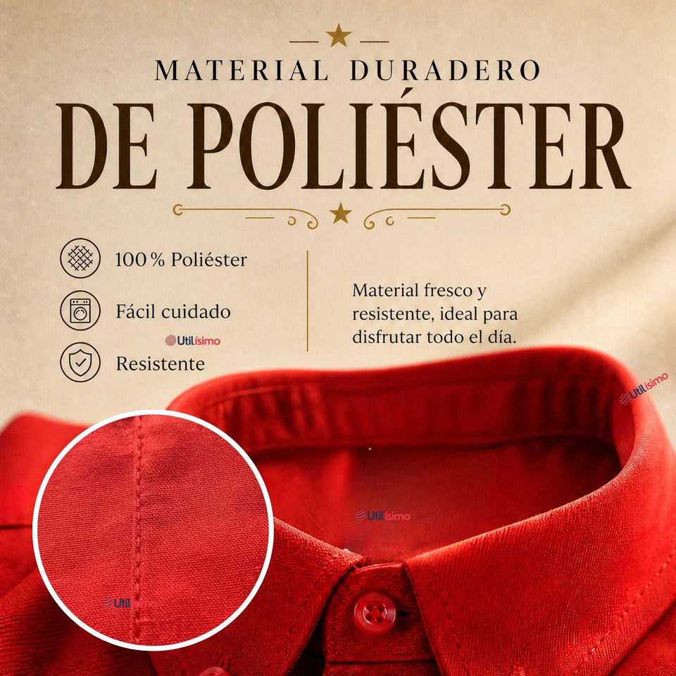 Camisa Roja Huaso Clásica Regular Fit Casual Manga Larga