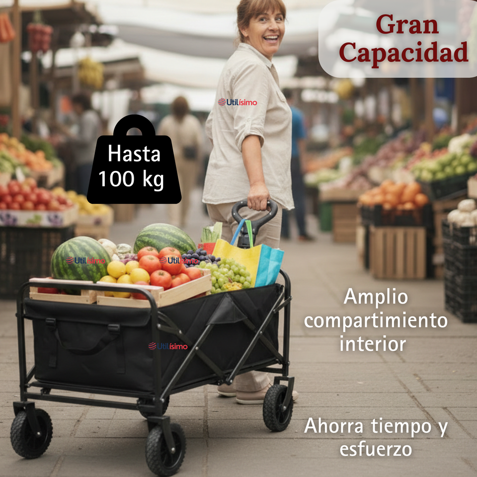 Carrito Compras Plegable Organizador Ideal Para El Camping 100Kg