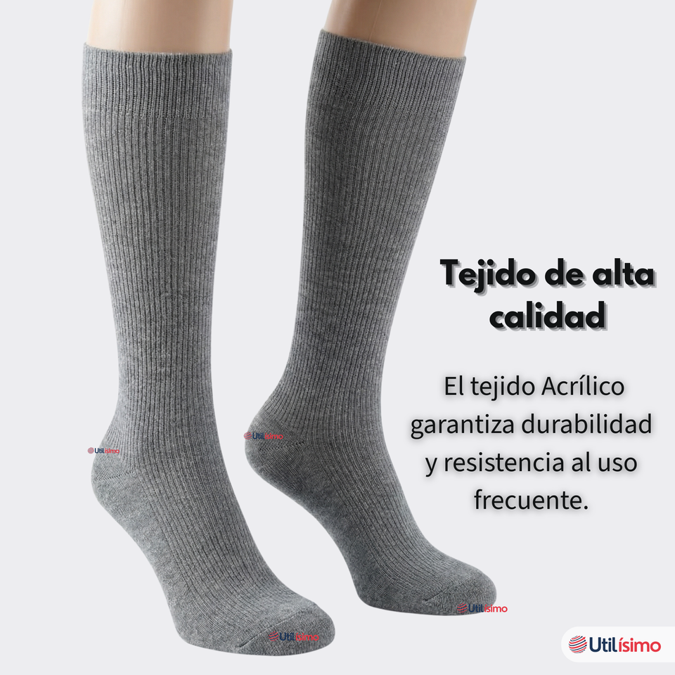 Calcetín Escolar Largo Acrílico Gris Niñas