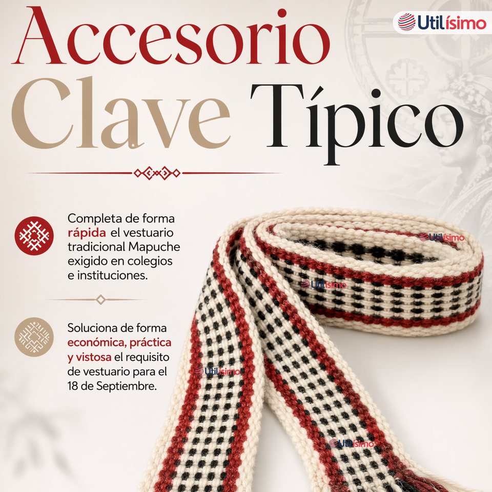 Trarilonco Cintillo Mapuche Rojo 87cm Fechas Patrias