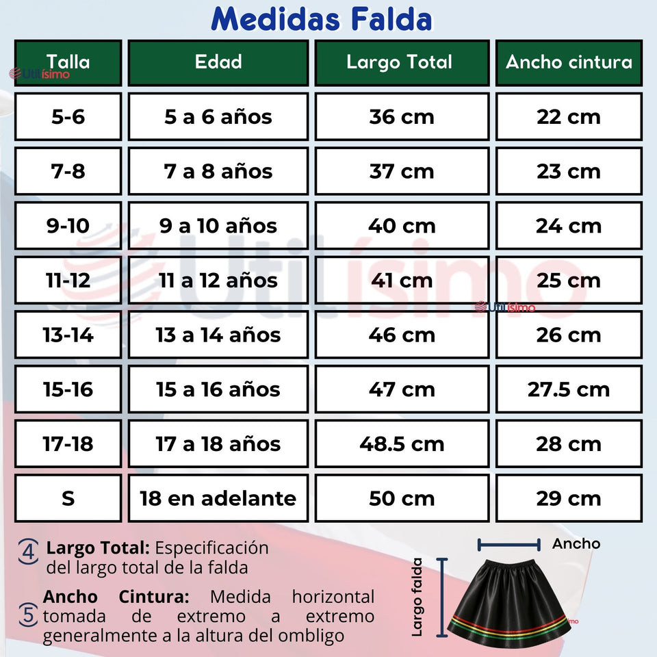 Traje Nortino Niña 3 piezas Negro Baile Típico Fiestas Patrias