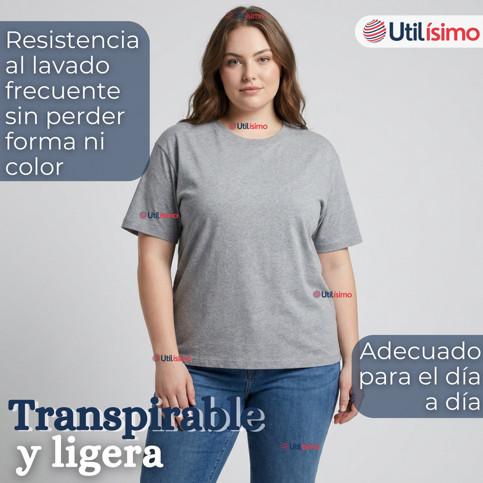 Pack 6 Camisetas Poleras 100% Algodón Básica Lisa Elástica Mujer Colores Surtidos