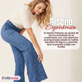 Calza Polar Con Chiporro Palazzo Mujer Elasticada Térmica Azul Jeans