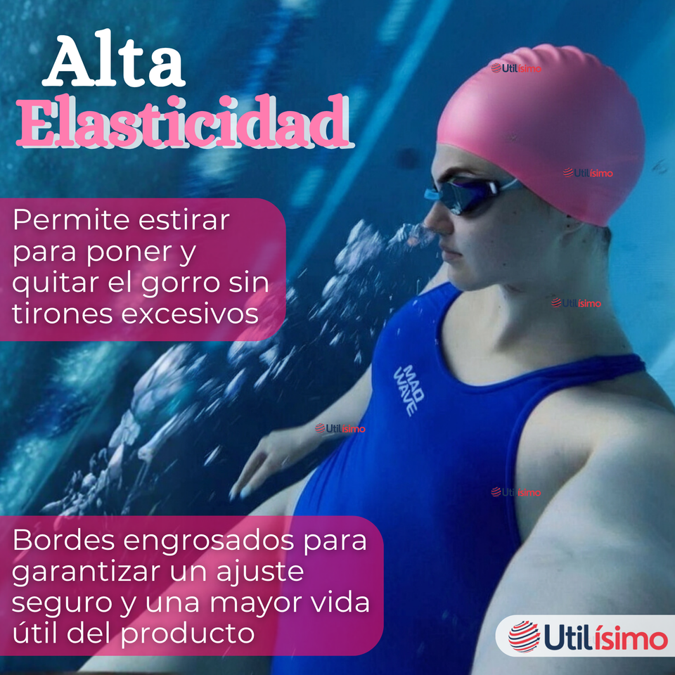 Gorro Gorra Natación Baño Silicona Color Rosado 3 Años En Adelante