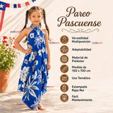 Pareo Pascuense Niña Hawaiano Azul Danza Fiestas Patrias