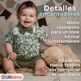 Conjunto de Vestir Camisa Con Lazo Y Pantalón Corto Algodón Niño