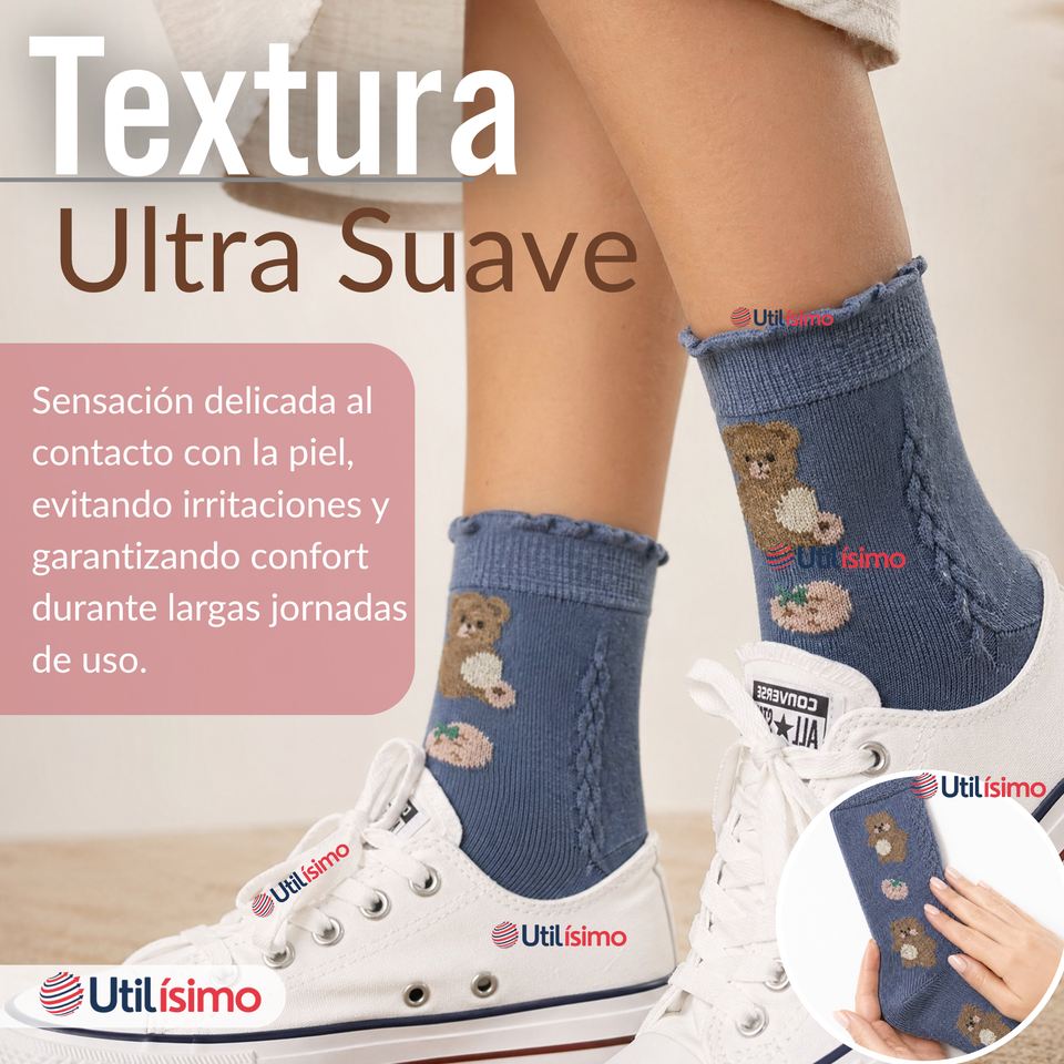 Calcetines De Lana Confort Térmico Mujer Diseños Juveniles 1 Par