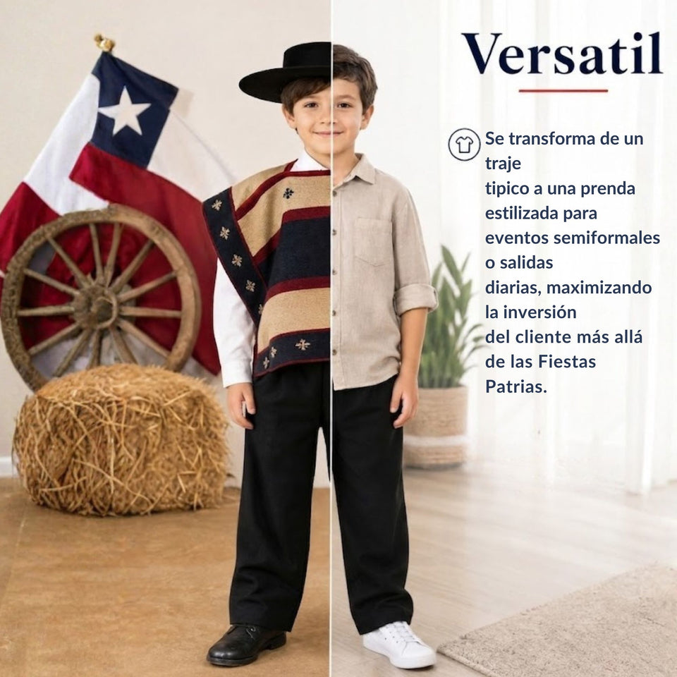 Pantalón Huaso Negro Niño Vestuario Típico Fiestas Patrias