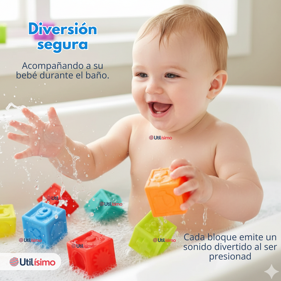 Set 8 Bloques Sensoriales De Silicona Con Números Juguete Bebé