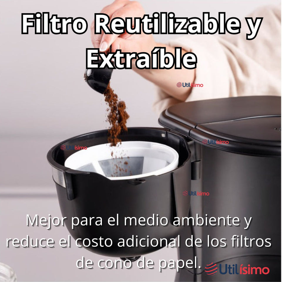 Cafetera Eléctrica 6 Tazas 600W de Potencia Con Filtro Reutilizable