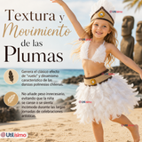 Traje Pascuense Típico Blanco Con Plumas 3 Piezas Niña Rapa Nui Fiestas Patrias