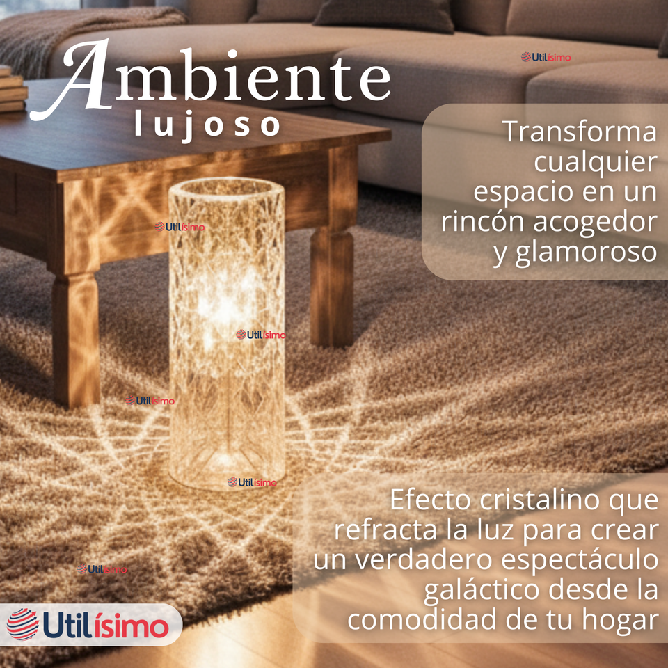 Lámpara Cristal Táctil USB Transparente Para Mesa