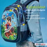 Mochila Escolar Bolso Con Efecto 3D Estuche + Lonchera 40Cm Tela Oxford Niño Skate Hero