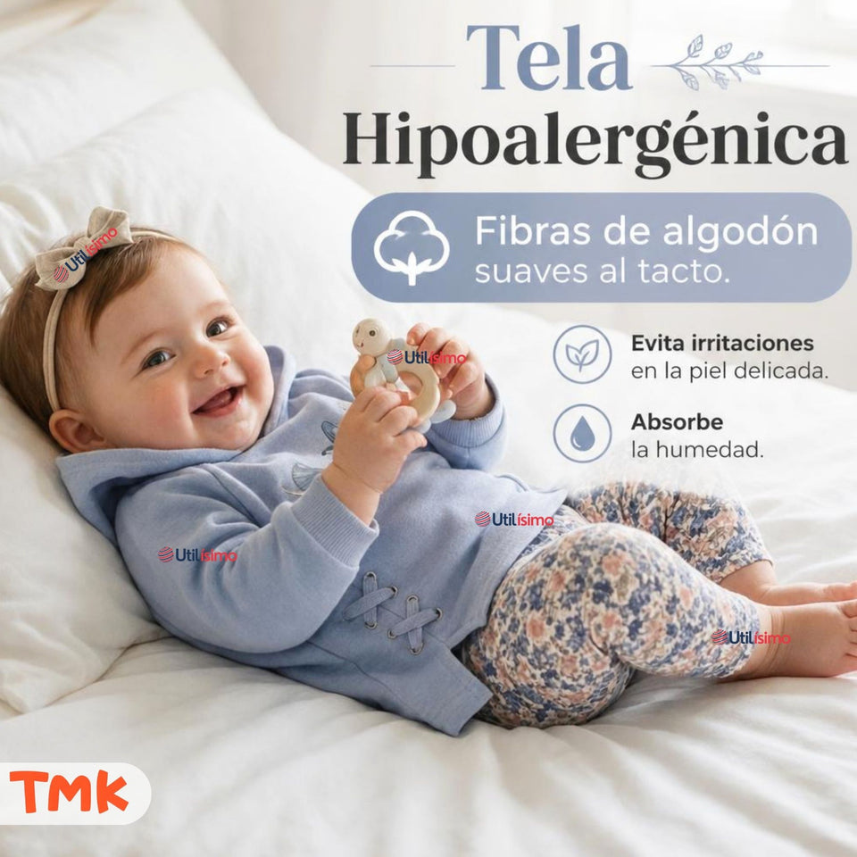 Conjunto 2 Piezas Polerón y Pantalón Buzo 100% Algodón Bebé Niña Tedmimak Blue girl