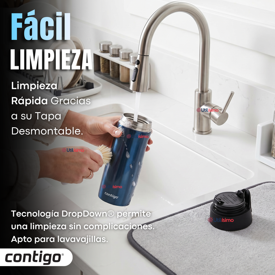Vaso Térmico West Loop Azul Autoseal Contigo 591 Ml Azul Acero Inoxidable
