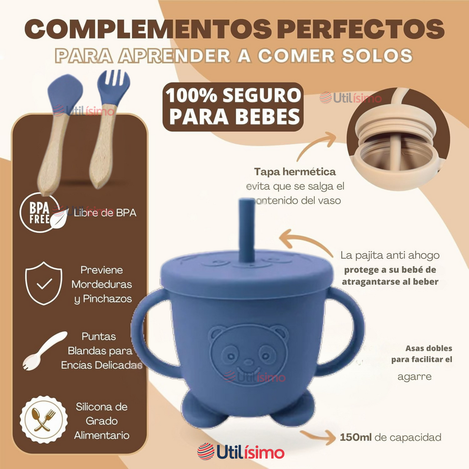 Set De Alimentación Bebé Silicona De Formas 6 Piezas Libre BPA