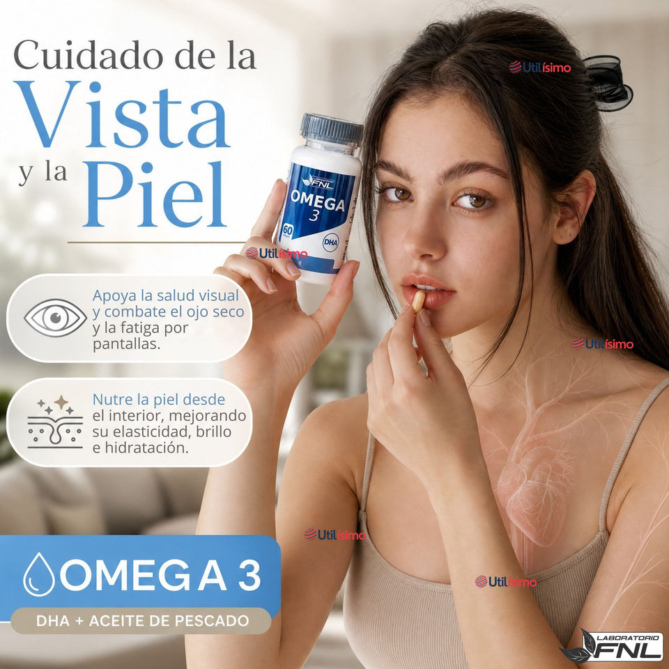 Omega 3 FNL 60 Capsulas Aceite De Pescado + Dha + Epa Sin Sabor