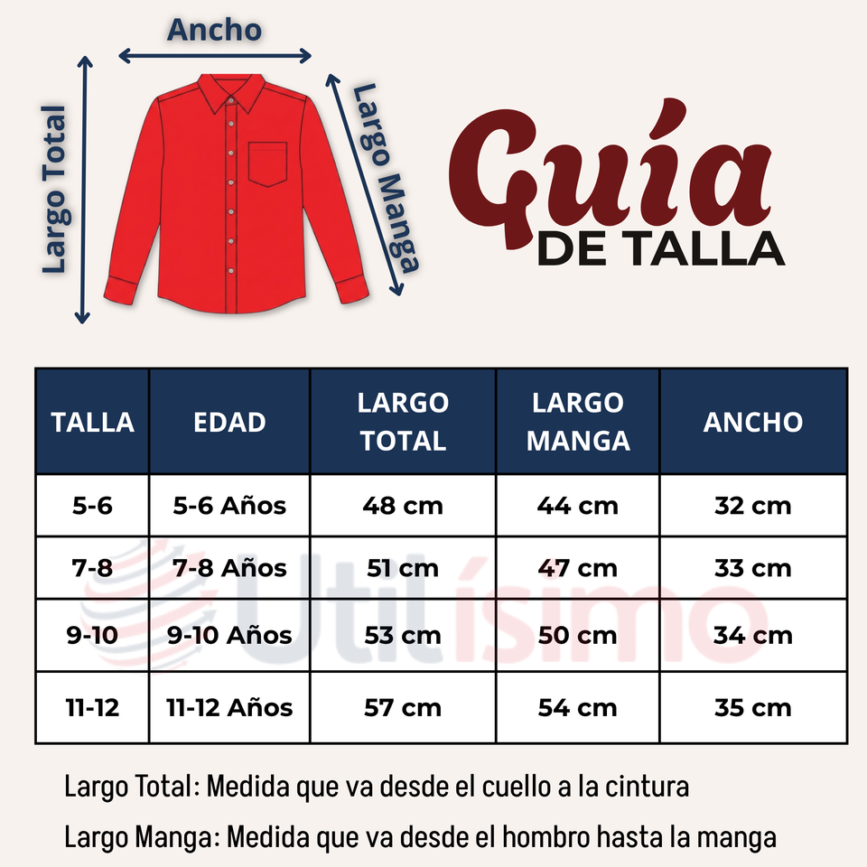 Camisa Huaso Niño Algodón Rojo Fiestas Patrias Traje Típico