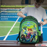 Mochila Escolar Zootopia Con Ruedas Desmontables + Estuche + Lonchera Niño Poliéster